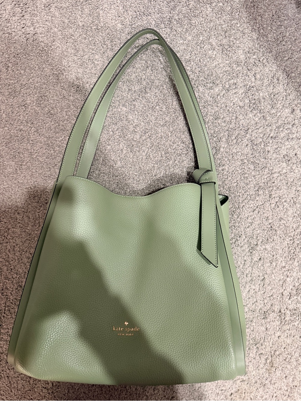 Kate Spade Light Sage Green Pebbled Leather - Knott Colorblock Large Carryall